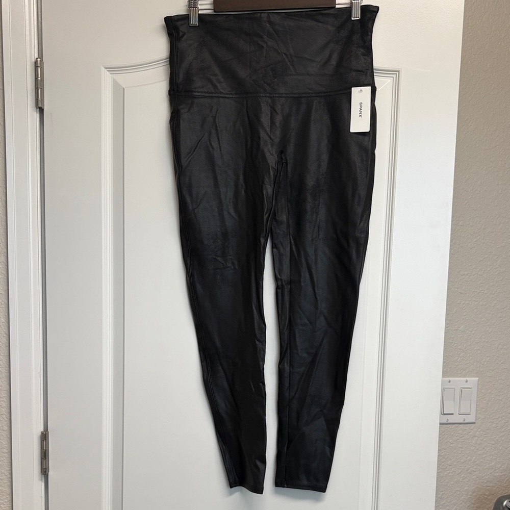SPANX Black Faux Leather Leggings NWT